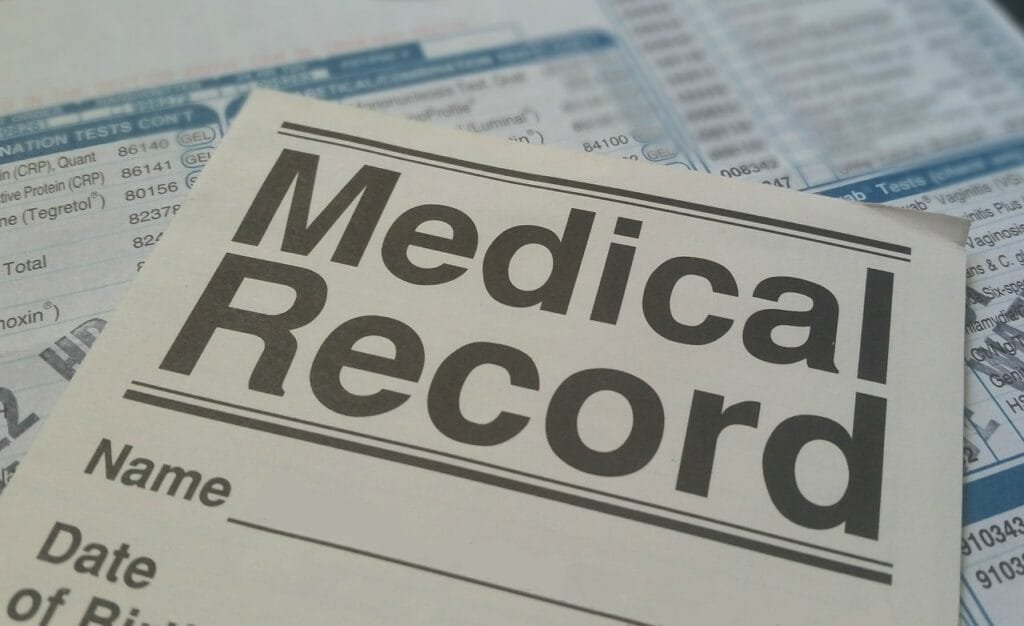 a paper medical record